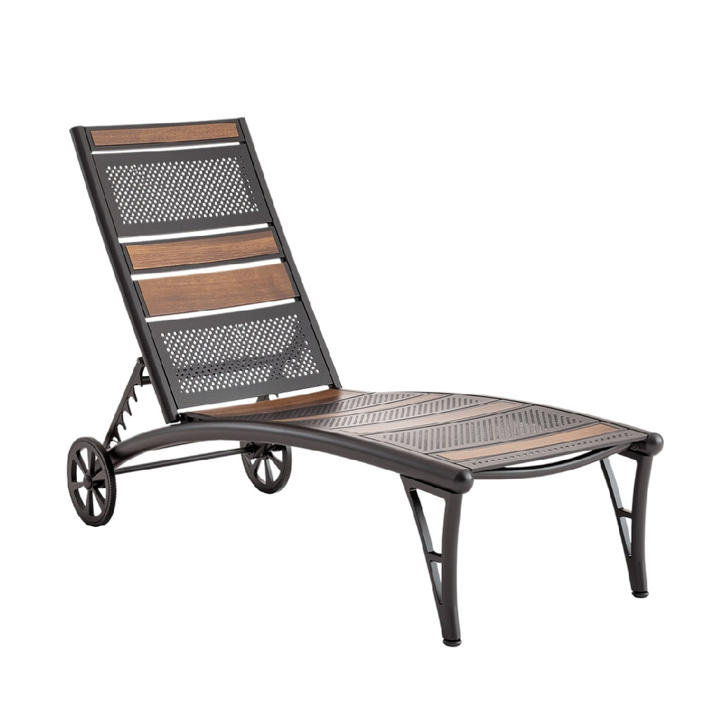 Stylish Adjustable Patio Lounge Chair with Wheeled Base and Metal Frame