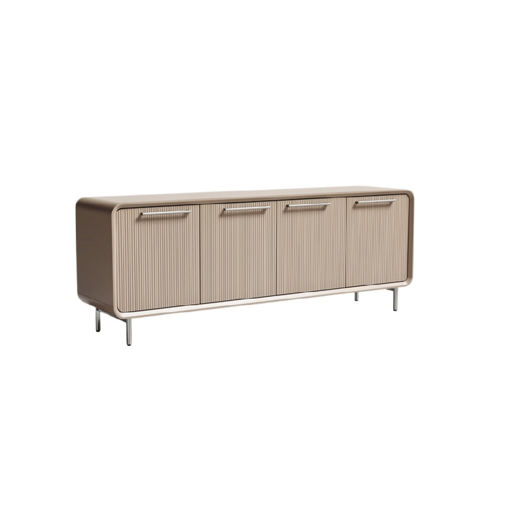 Modern Minimalist Sideboard with Grooved Design and Metal Legs