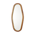 Curved Wall Mirror with Wooden Frame and Gold Trim